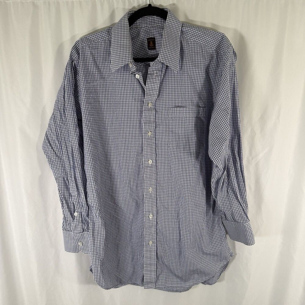 Robert Talbott Respoke Dress Shirt Men's Large Blue Plaid Button Up Long Sleeve